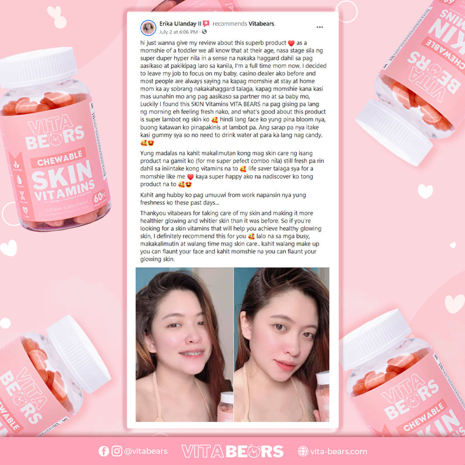 Vitabears Skin Vitamins with Glutathione,Collagen and Glycine