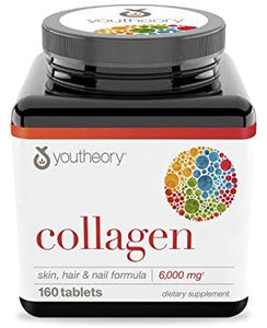 Youtheory Collagen Skin, Hair, & Nail Formula contains (160) tablets