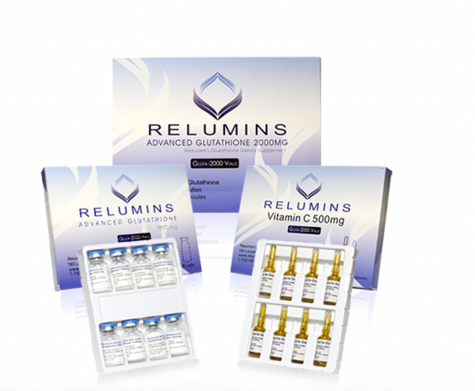 Relumins Advance White Gluta 2000mg 8vials with - Glutathione & Vitamin C - Whitens, repairs & rejuvenates skin - Sublingual