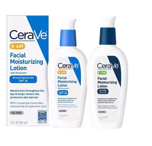 CeraVe Day & Night Face Lotion Skin Care Set | Contains CeraVe AM Face Moisturizer with SPF 30 and CeraVe PM Face Moisturizer | Fragrance Free