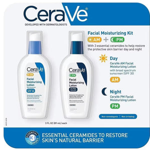 CeraVe Day & Night Face Lotion Skin Care Set | Contains CeraVe AM Face Moisturizer with SPF 30 and CeraVe PM Face Moisturizer | Fragrance Free