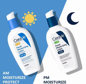 CeraVe Day & Night Face Lotion Skin Care Set | Contains CeraVe AM Face Moisturizer with SPF 30 and CeraVe PM Face Moisturizer | Fragrance Free